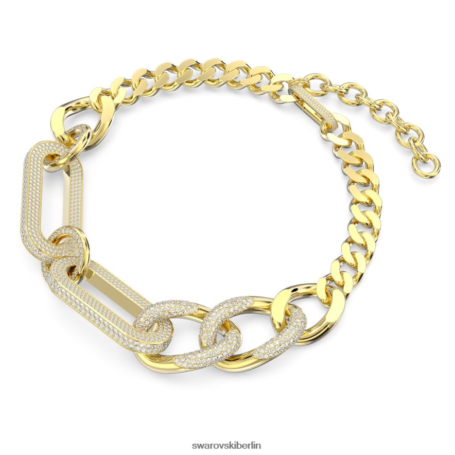 Swarovski Dextera-Halskette Statement, gemischte Glieder, weiß, vergoldet Schmuck HLT44811