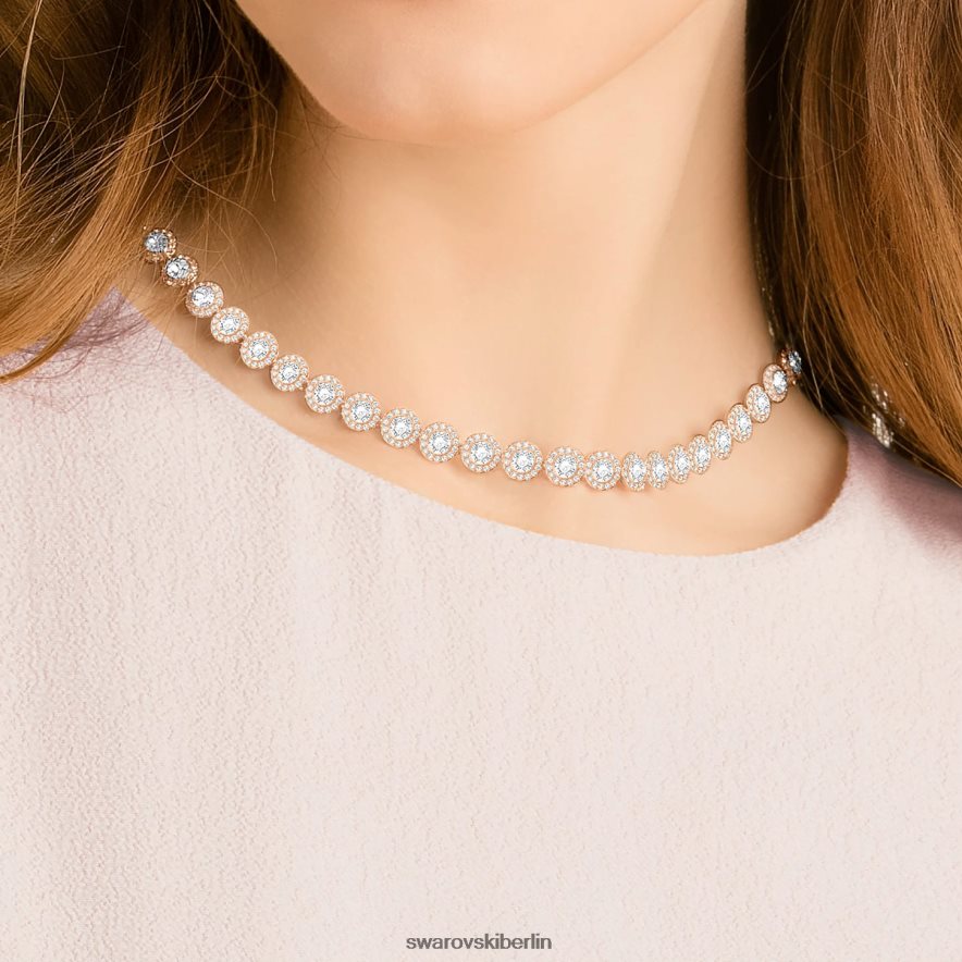 Swarovski Engelskette Rundschliff, weiß, rosévergoldet Schmuck HLT44810