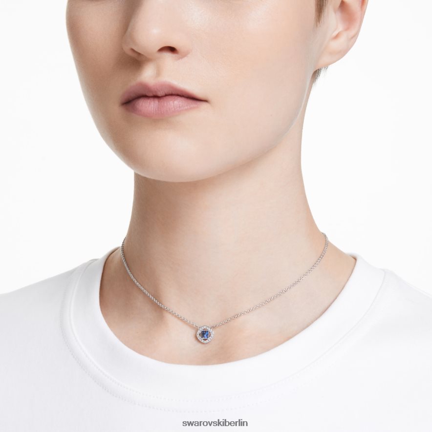 Swarovski Engelskette quadratischer Schliff, blau, rhodiniert Schmuck HLT44828