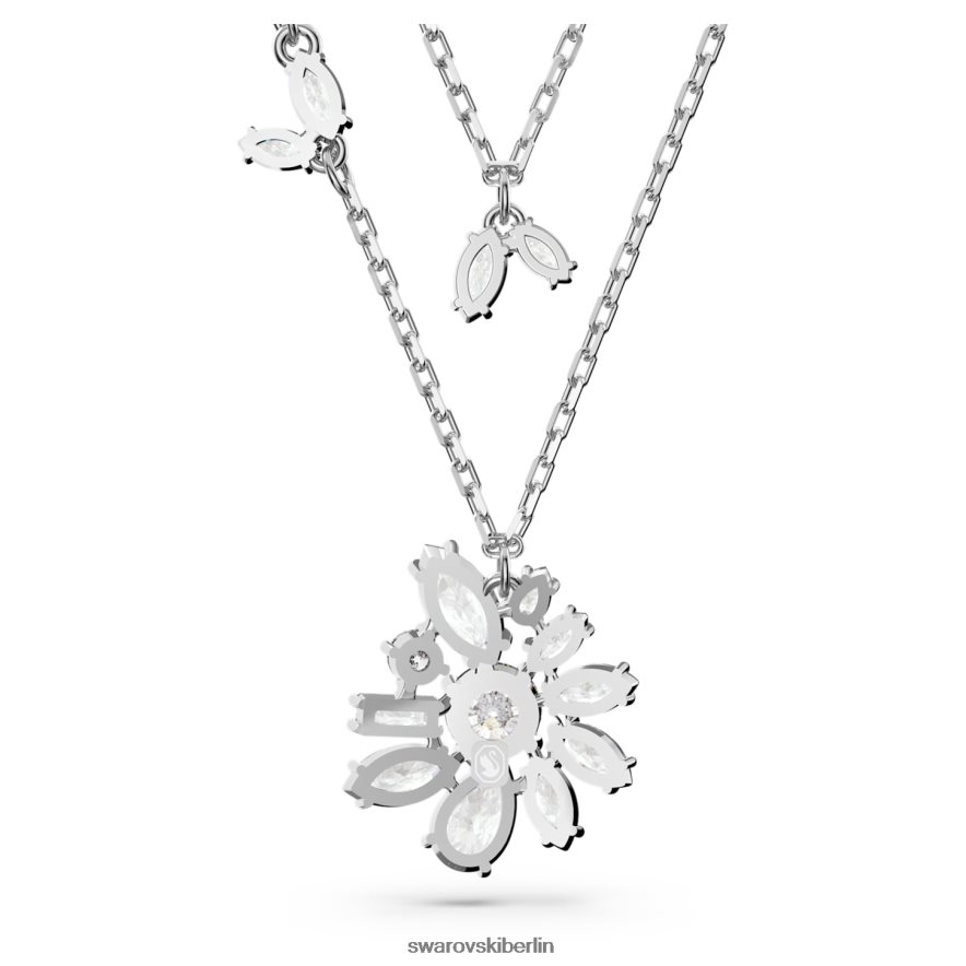 Swarovski Gema-Halskette Mischschliffe, Blume, weiß, rhodiniert Schmuck HLT448117