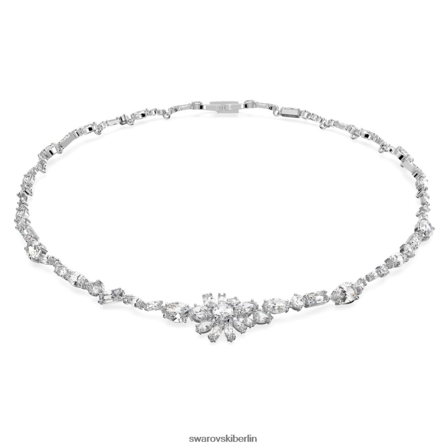 Swarovski Gema-Halskette Mischschliffe, Blume, weiß, rhodiniert Schmuck HLT44820