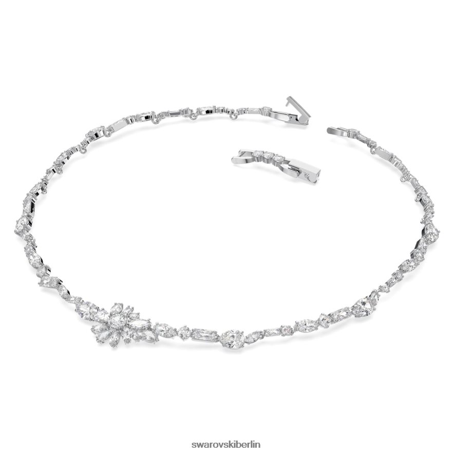 Swarovski Gema-Halskette Mischschliffe, Blume, weiß, rhodiniert Schmuck HLT44820