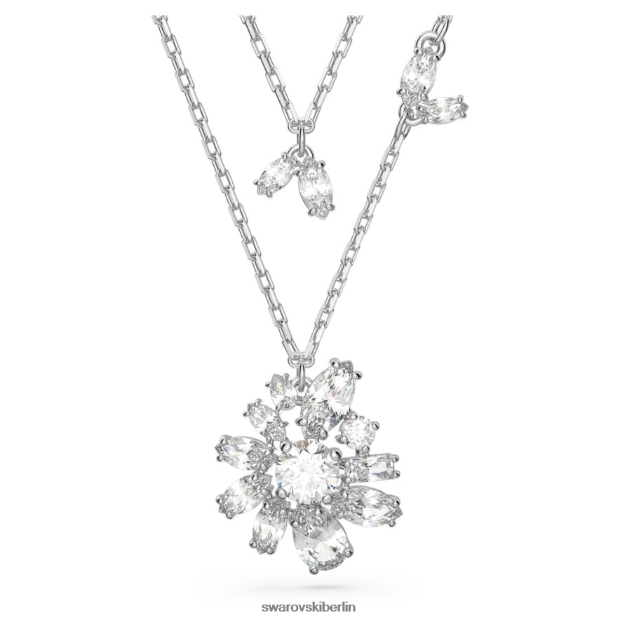 Swarovski Gema-Halskette Mischschliffe, Blume, weiß, rhodiniert Schmuck HLT44839