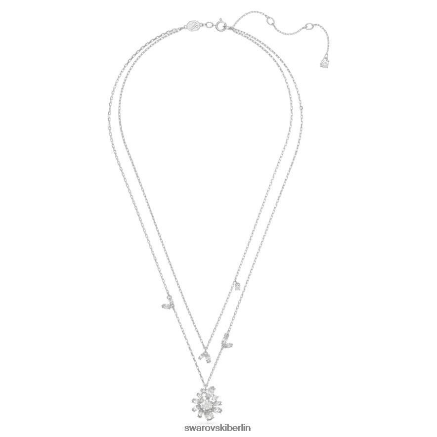Swarovski Gema-Halskette Mischschliffe, Blume, weiß, rhodiniert Schmuck HLT44839