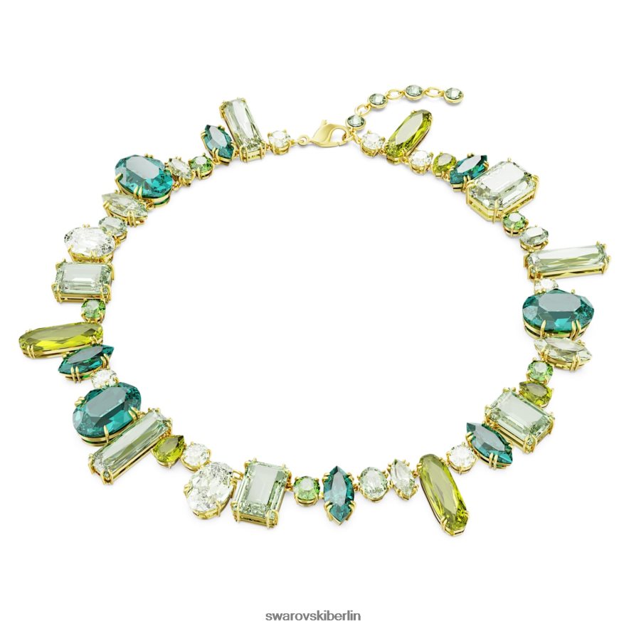 Swarovski Gema-Halskette Mischschliffe, grün, vergoldet Schmuck HLT448112