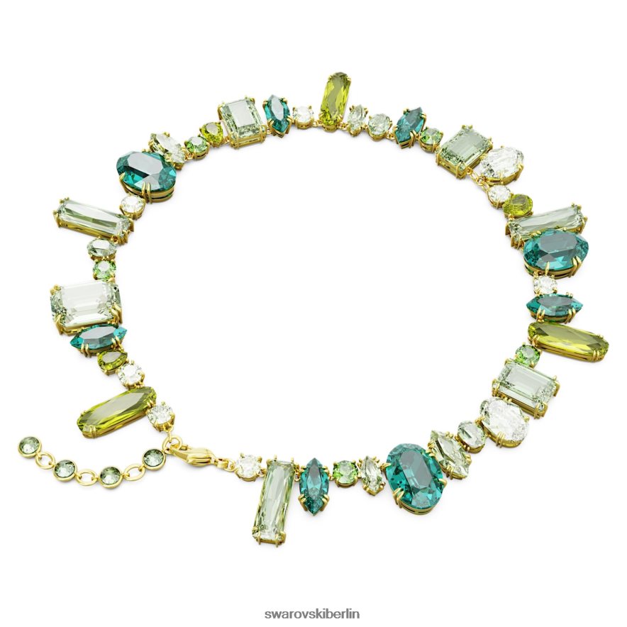 Swarovski Gema-Halskette Mischschliffe, grün, vergoldet Schmuck HLT448112