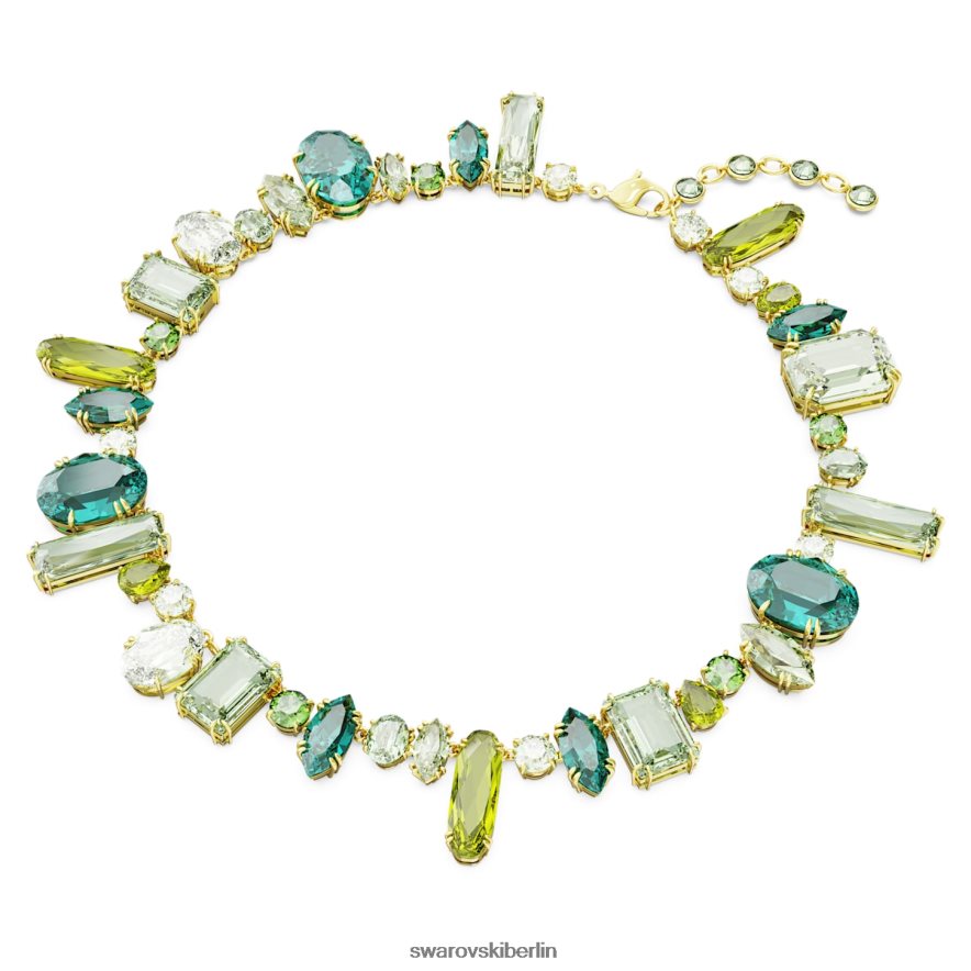 Swarovski Gema-Halskette Mischschliffe, grün, vergoldet Schmuck HLT448133