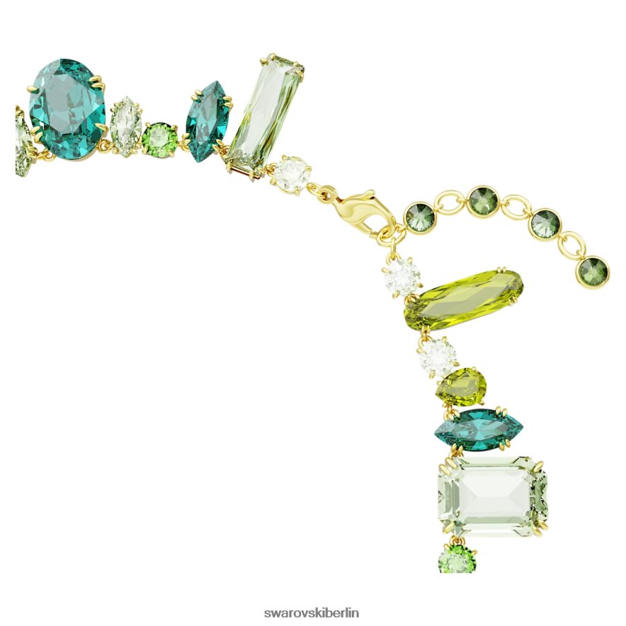 Swarovski Gema-Halskette Mischschliffe, grün, vergoldet Schmuck HLT448133