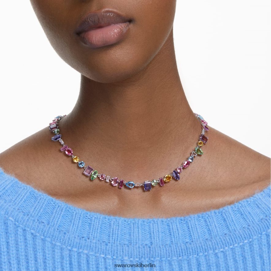 Swarovski Gema-Halskette Mischschliffe, mehrfarbig, rhodiniert Schmuck HLT44812
