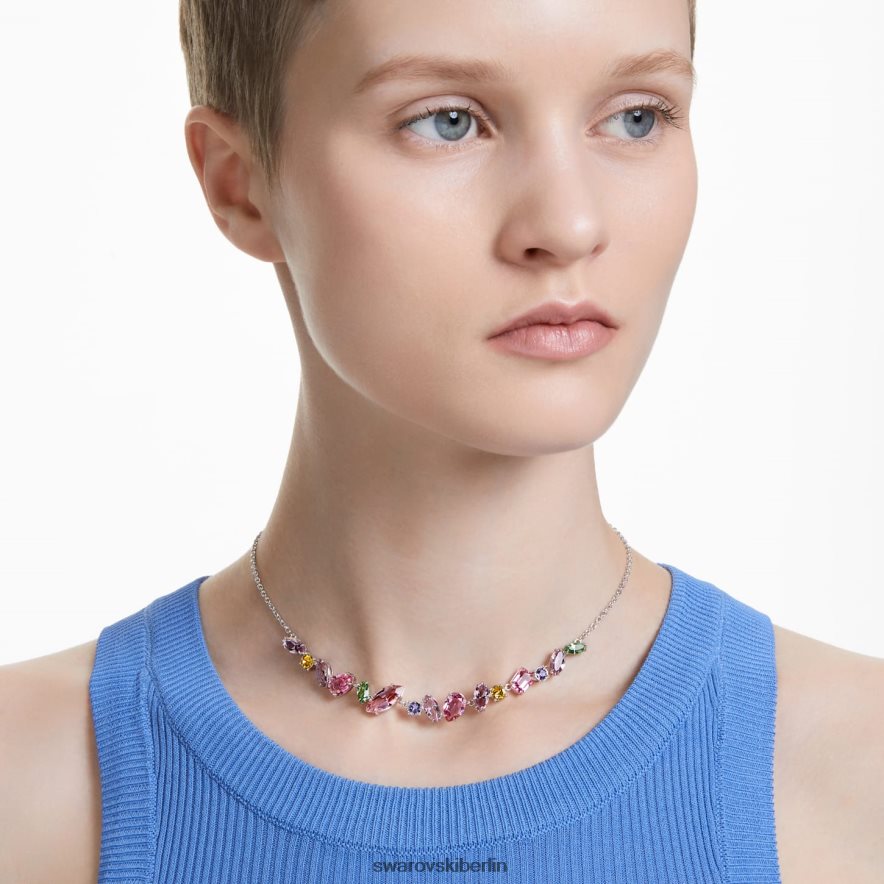 Swarovski Gema-Halskette Mischschliffe, mehrfarbig, rhodiniert Schmuck HLT4484