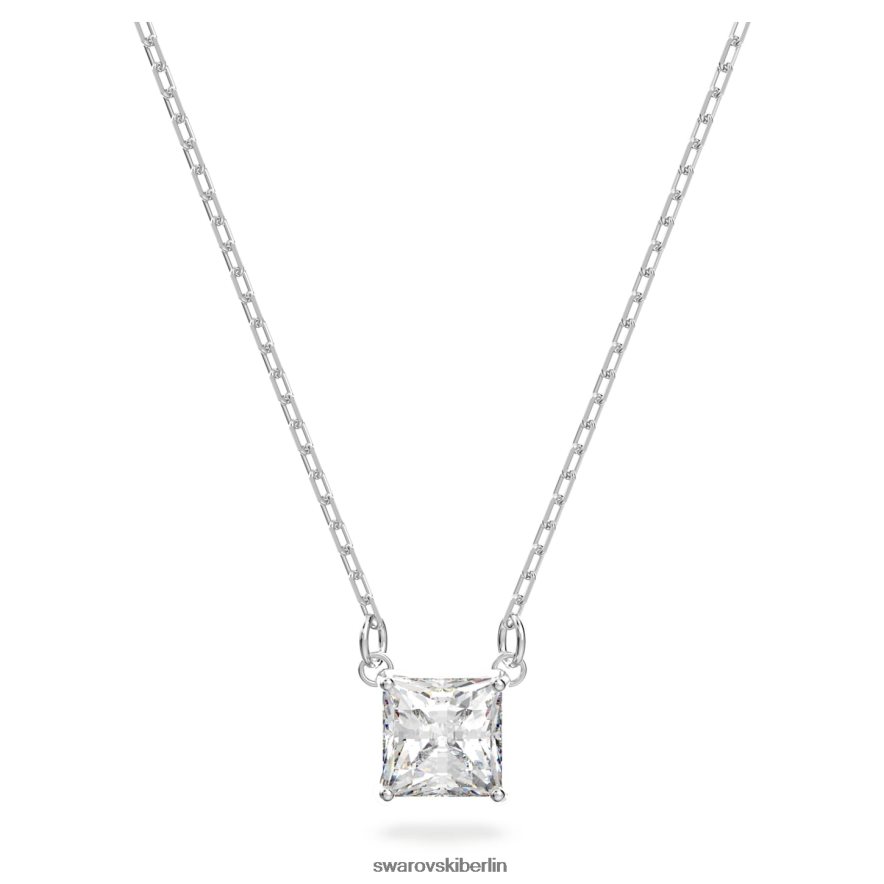 Swarovski Halskette anziehen quadratisch geschliffen, weiß, rhodiniert Schmuck HLT44815