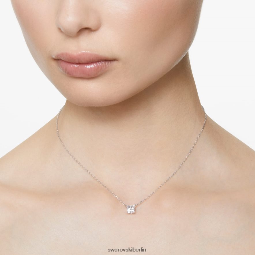 Swarovski Halskette anziehen quadratisch geschliffen, weiß, rhodiniert Schmuck HLT44815