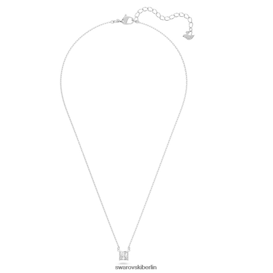 Swarovski Halskette anziehen quadratisch geschliffen, weiß, rhodiniert Schmuck HLT44815