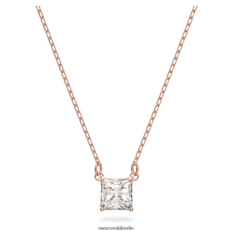 Swarovski Halskette anziehen quadratischer Schliff, weiß, rosévergoldet Schmuck HLT44822