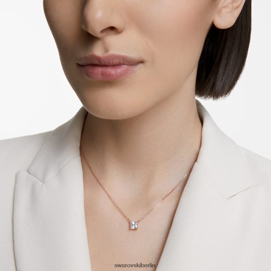 Swarovski Halskette anziehen quadratischer Schliff, weiß, rosévergoldet Schmuck HLT44822