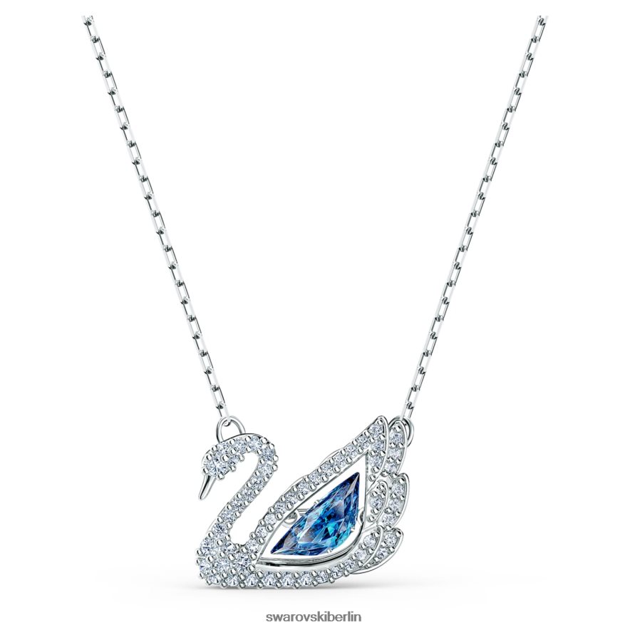 Swarovski Halskette mit tanzendem Schwan Schwan, blau, rhodiniert Schmuck HLT44878