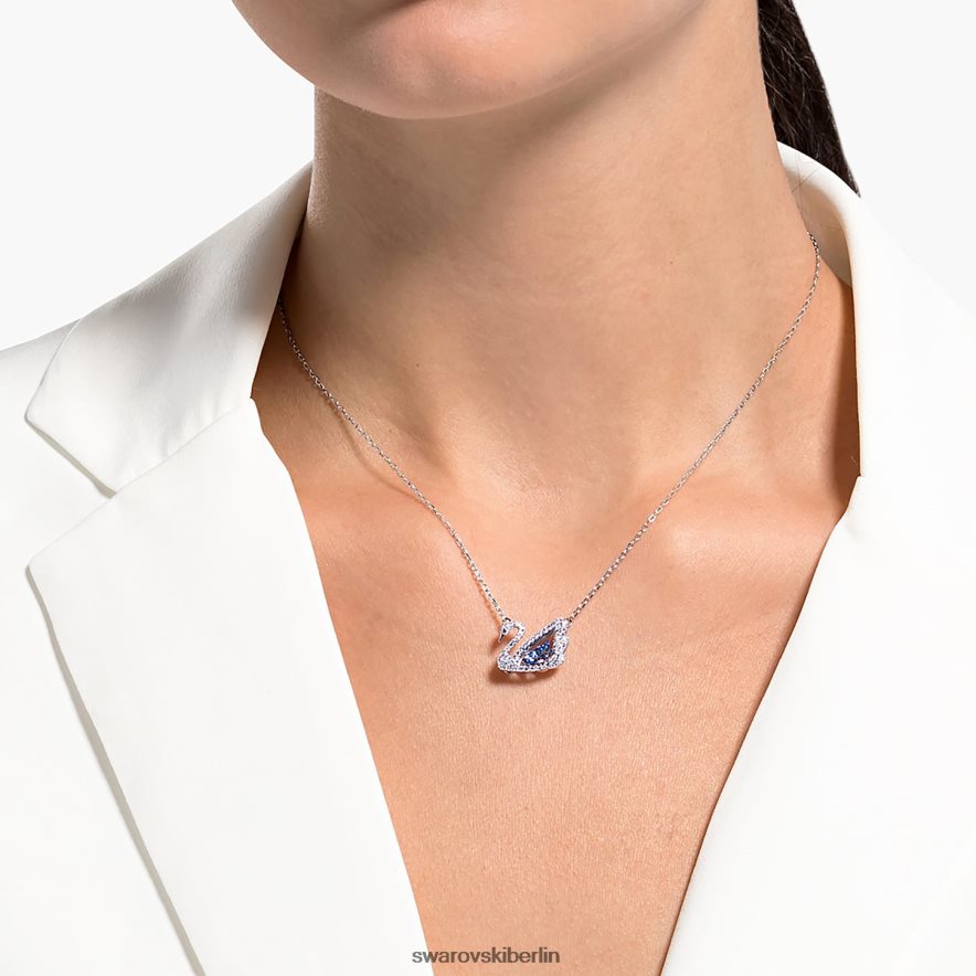 Swarovski Halskette mit tanzendem Schwan Schwan, blau, rhodiniert Schmuck HLT44878