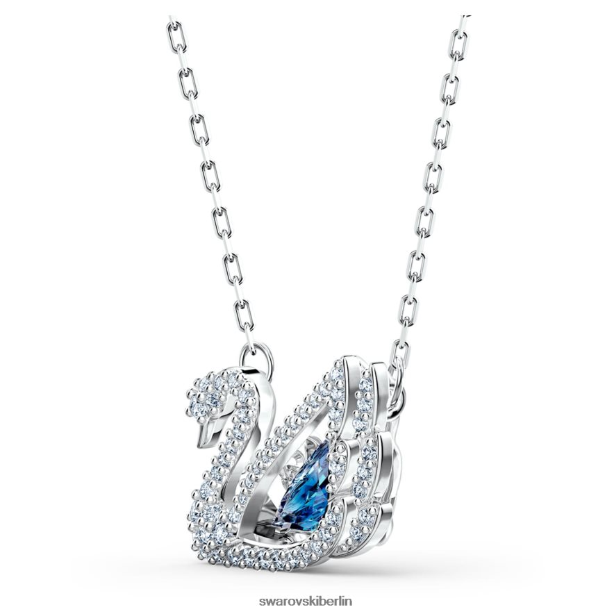 Swarovski Halskette mit tanzendem Schwan Schwan, blau, rhodiniert Schmuck HLT44878