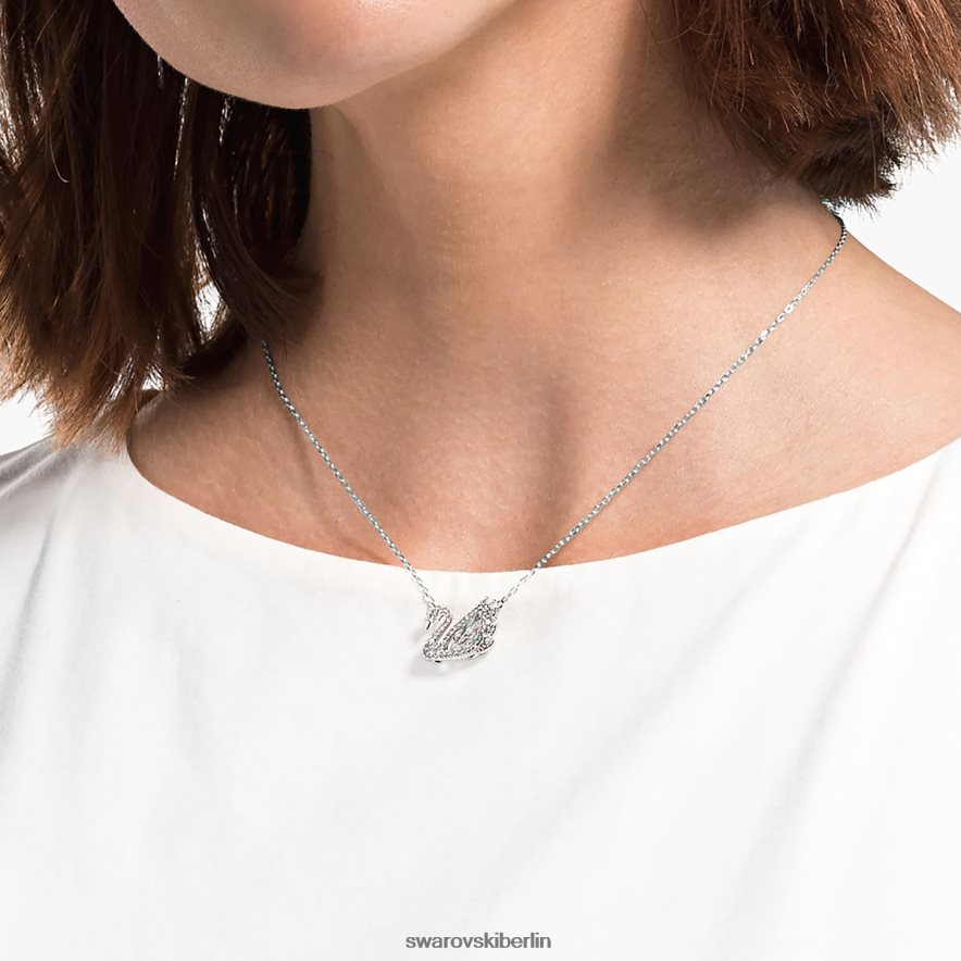 Swarovski Halskette mit tanzendem Schwan Schwan, weiß, rhodiniert Schmuck HLT44879