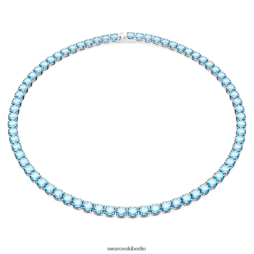 Swarovski Matrix-Tennis-Halskette Rundschliff, blau, rhodiniert Schmuck HLT4487