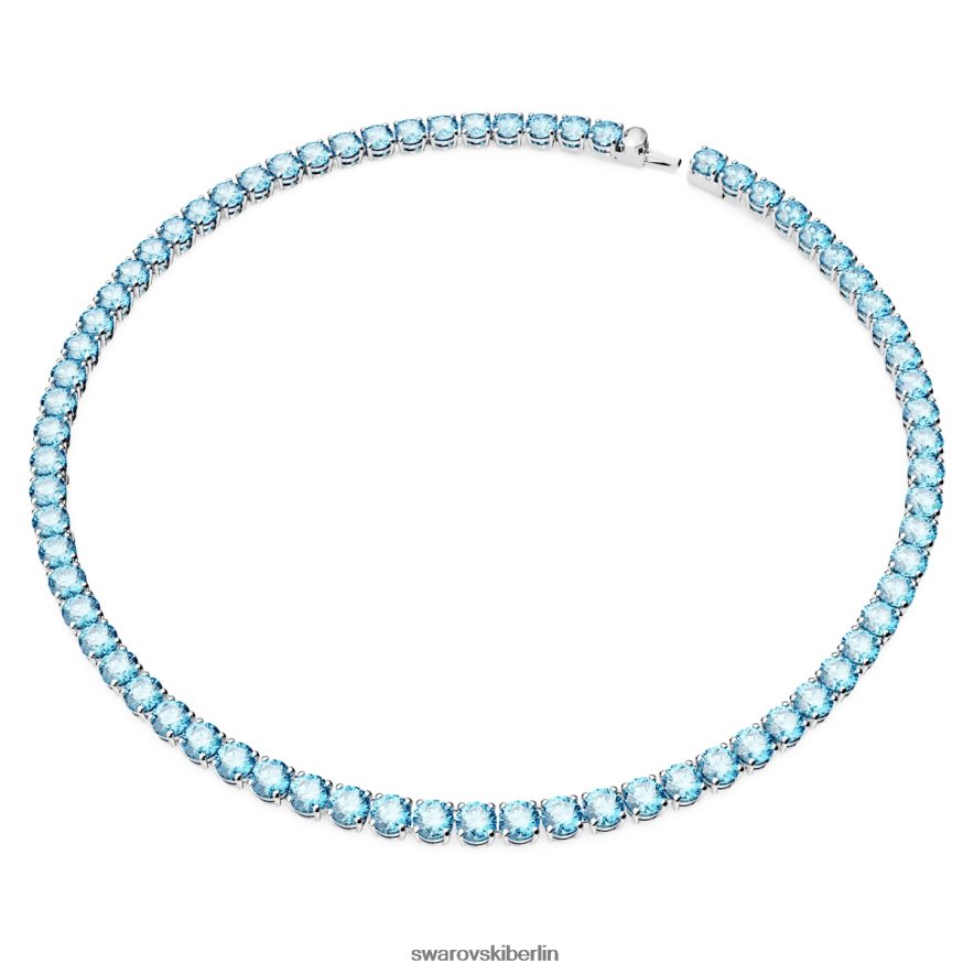 Swarovski Matrix-Tennis-Halskette Rundschliff, blau, rhodiniert Schmuck HLT4487