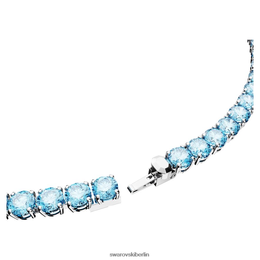 Swarovski Matrix-Tennis-Halskette Rundschliff, blau, rhodiniert Schmuck HLT4487