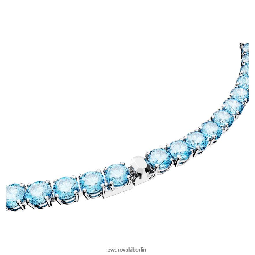 Swarovski Matrix-Tennis-Halskette Rundschliff, blau, rhodiniert Schmuck HLT4487