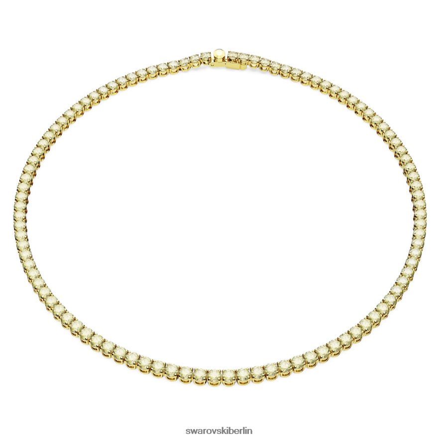 Swarovski Matrix-Tennis-Halskette Rundschliff, gelb, vergoldet Schmuck HLT44830