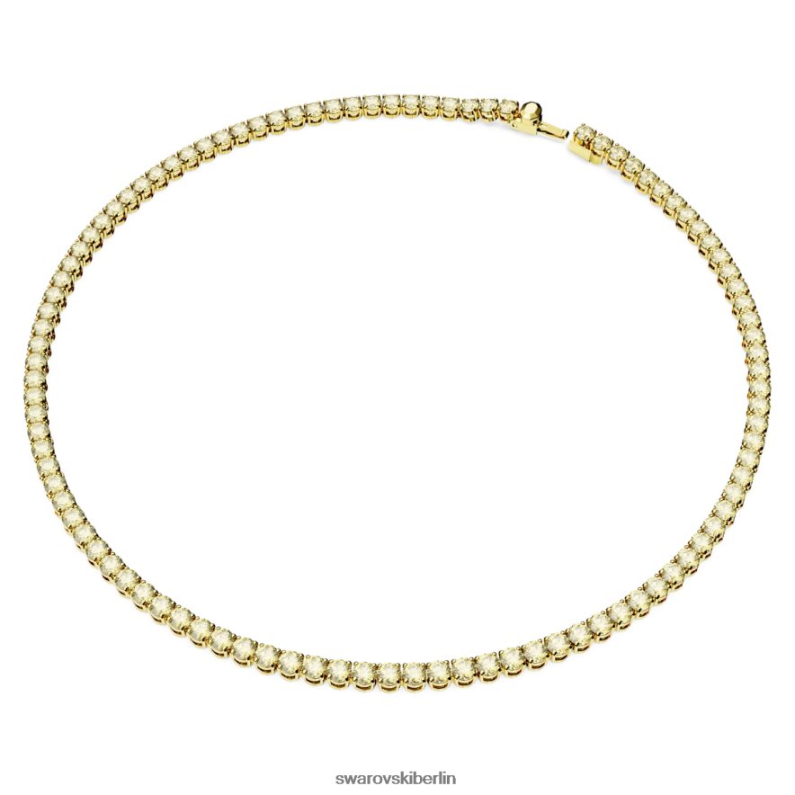 Swarovski Matrix-Tennis-Halskette Rundschliff, gelb, vergoldet Schmuck HLT44830
