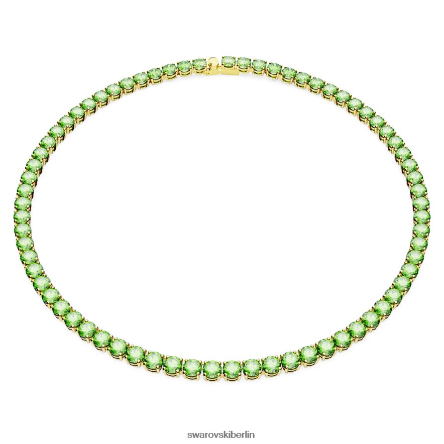 Swarovski Matrix-Tennis-Halskette Rundschliff, grün, vergoldet Schmuck HLT4486
