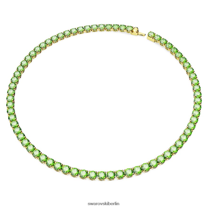 Swarovski Matrix-Tennis-Halskette Rundschliff, grün, vergoldet Schmuck HLT4486