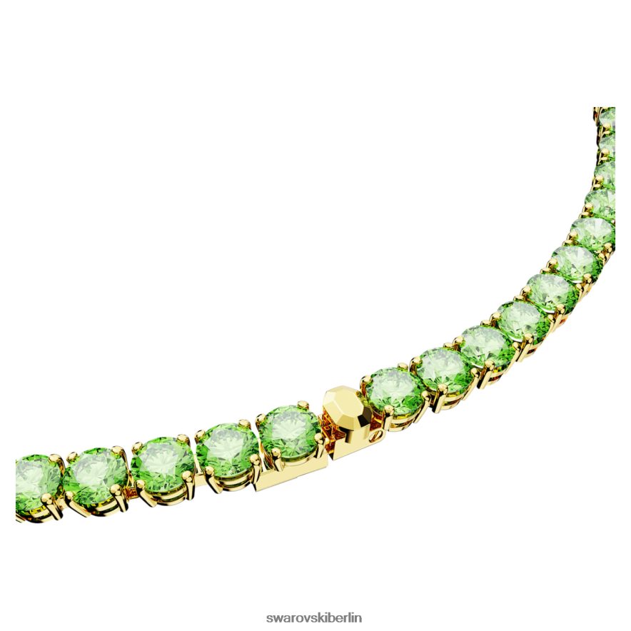 Swarovski Matrix-Tennis-Halskette Rundschliff, grün, vergoldet Schmuck HLT4486