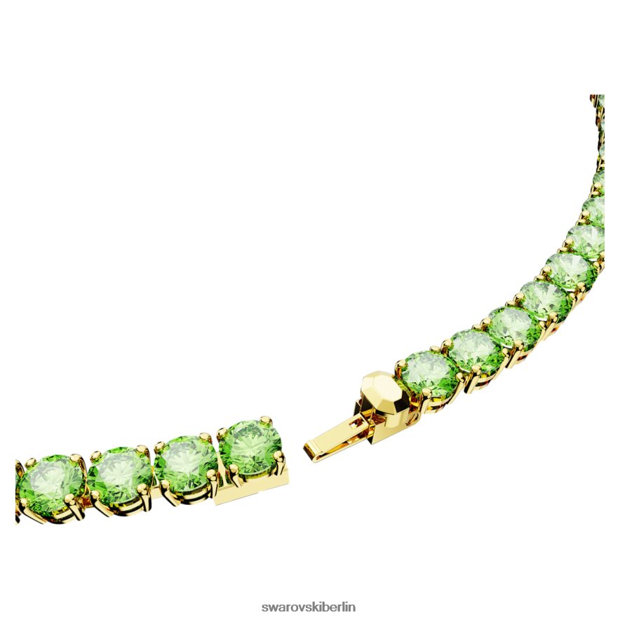Swarovski Matrix-Tennis-Halskette Rundschliff, grün, vergoldet Schmuck HLT4486