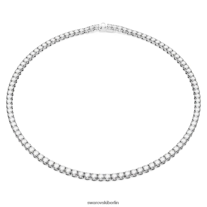 Swarovski Matrix-Tennis-Halskette Rundschliff, weiß, rhodiniert Schmuck HLT4481