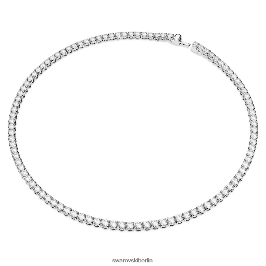 Swarovski Matrix-Tennis-Halskette Rundschliff, weiß, rhodiniert Schmuck HLT4481