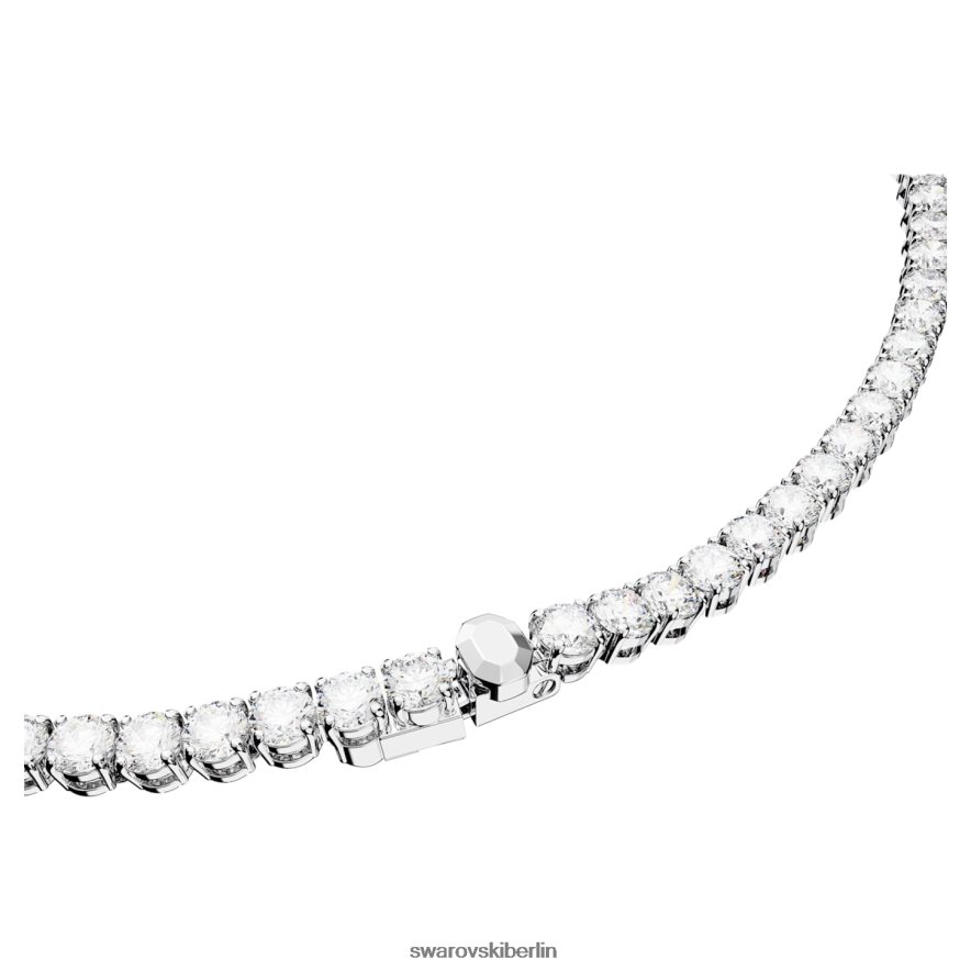 Swarovski Matrix-Tennis-Halskette Rundschliff, weiß, rhodiniert Schmuck HLT4481