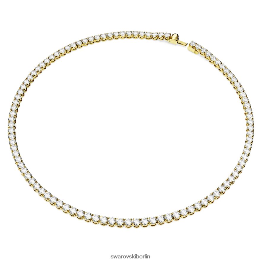 Swarovski Matrix-Tennis-Halskette Rundschliff, weiß, vergoldet Schmuck HLT4482