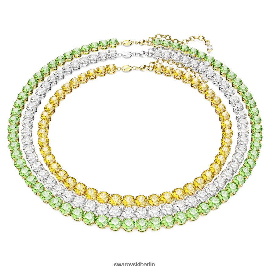 Swarovski Matrix-Tennis-Halskette runder Schnitt, mehrfarbig, gemischte Metalloberfläche Schmuck HLT448140