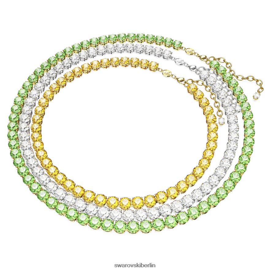 Swarovski Matrix-Tennis-Halskette runder Schnitt, mehrfarbig, gemischte Metalloberfläche Schmuck HLT448140