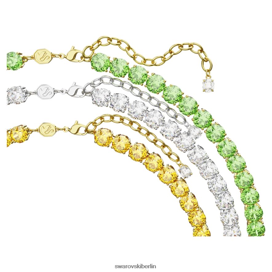Swarovski Matrix-Tennis-Halskette runder Schnitt, mehrfarbig, gemischte Metalloberfläche Schmuck HLT448140