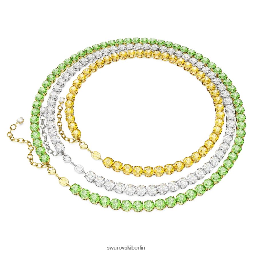 Swarovski Matrix-Tennis-Halskette runder Schnitt, mehrfarbig, gemischte Metalloberfläche Schmuck HLT448140