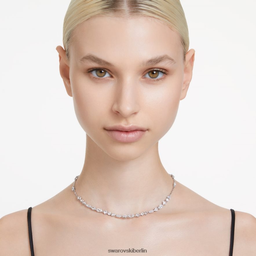 Swarovski Mesmera-Halskette Mischschliffe, Streumuster, weiß, rhodiniert Schmuck HLT448106