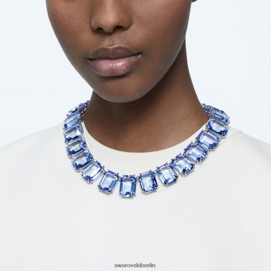 Swarovski Millenia-Halskette im Achteckschliff übergroße Kristalle, blau, rhodiniert Schmuck HLT448148