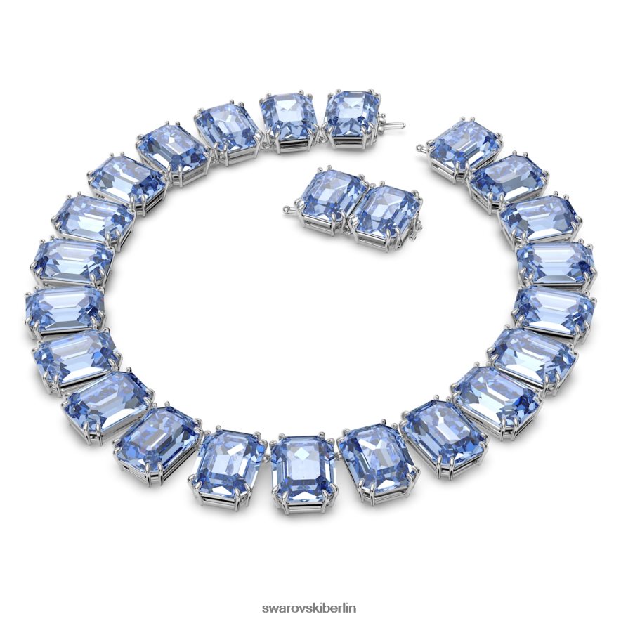 Swarovski Millenia-Halskette im Achteckschliff übergroße Kristalle, blau, rhodiniert Schmuck HLT448148