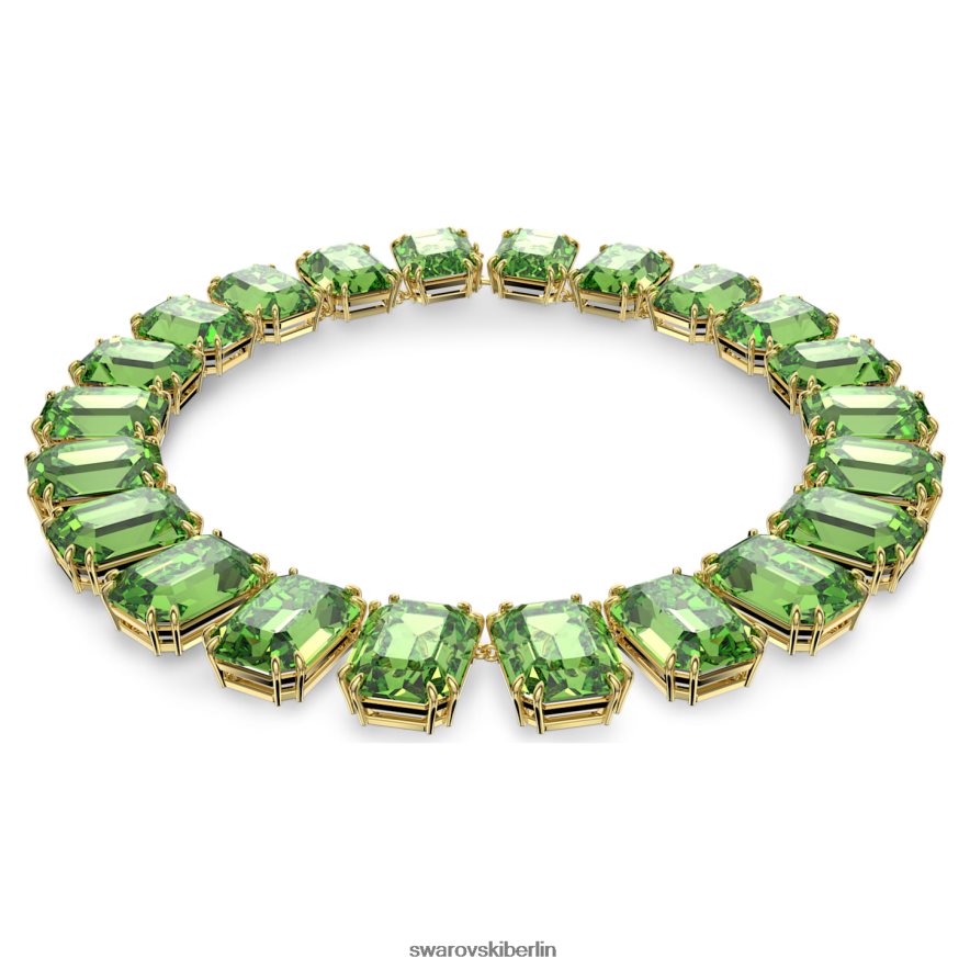Swarovski Millenia-Halskette im Achteckschliff übergroße Kristalle, grün, vergoldet Schmuck HLT448151