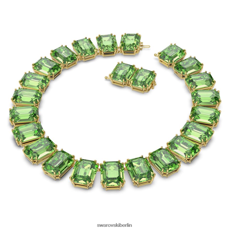 Swarovski Millenia-Halskette im Achteckschliff übergroße Kristalle, grün, vergoldet Schmuck HLT448151