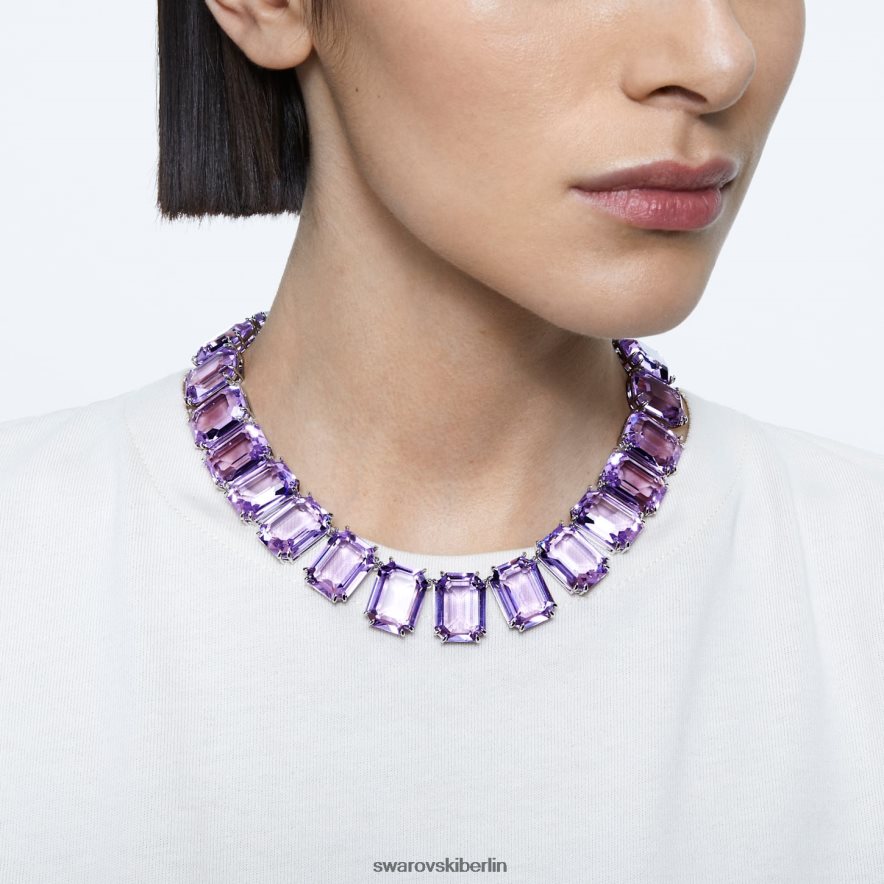 Swarovski Millenia-Halskette im Achteckschliff übergroße Kristalle, lila, rhodiniert Schmuck HLT448144