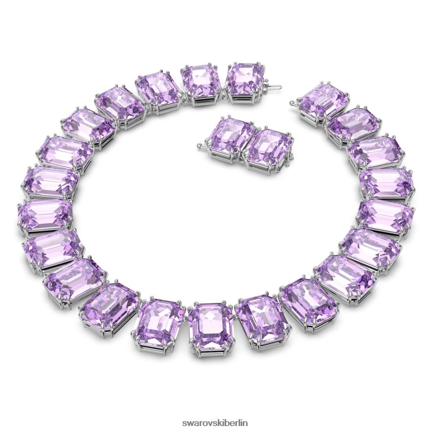Swarovski Millenia-Halskette im Achteckschliff übergroße Kristalle, lila, rhodiniert Schmuck HLT448144