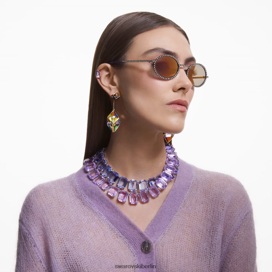 Swarovski Millenia-Halskette im Achteckschliff übergroße Kristalle, lila, rhodiniert Schmuck HLT448144