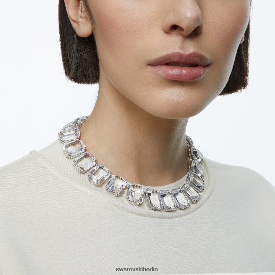 Swarovski Millenia-Halskette im Achteckschliff übergroße Kristalle, weiß, rhodiniert Schmuck HLT448134